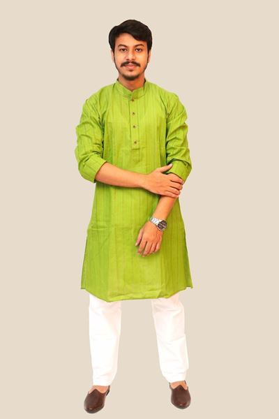Picture of Light Green Khadi Cotton Kurta
