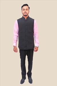 Picture of Black Fine Cotton Plain Bandi for Men