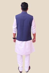 Picture of Navy Blue Fine Cotton Plain Bandi for Men
