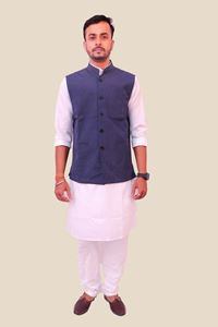 Picture of Navy Blue Fine Cotton Plain Bandi for Men