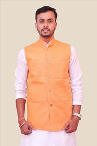 Picture of Mustard Yellow Khadi Nehru Bandi for Men