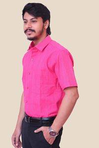 Picture of Pink Regular Fit Men’s Khadi Shirt