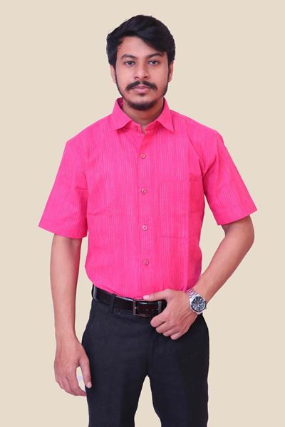 Picture of Pink Regular Fit Men’s Khadi Shirt