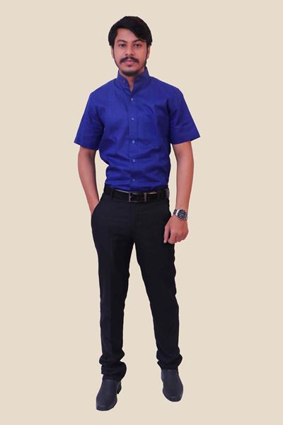 Picture of Royal Blue Regular Fit Men’s Khadi Shirt