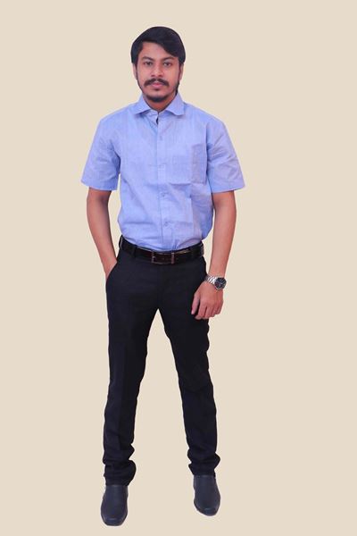 Picture of Blue Regular Fit Men’s Khadi Shirt