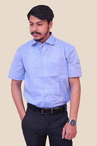 Picture of Blue Regular Fit Men’s Khadi Shirt