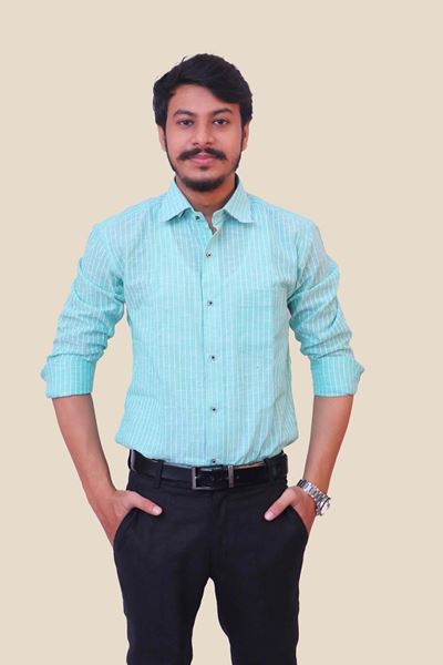 Picture of Teal blue Regular Fit Men’s Khadi Shirt