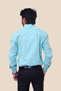 Picture of Teal blue Regular Fit Men’s Khadi Shirt