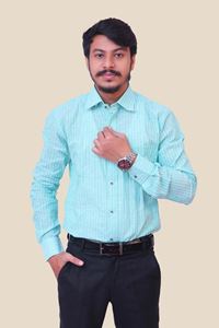 Picture of Teal blue Regular Fit Men’s Khadi Shirt