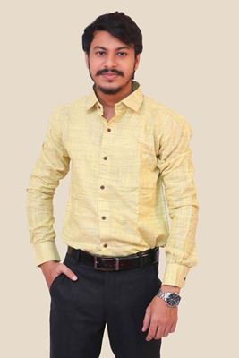 Picture of Light Yellow Regular Fit Men’s Khadi Shirt