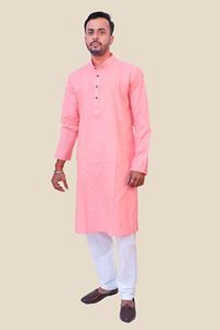 Picture of Peach Khadi Cotton Kurta