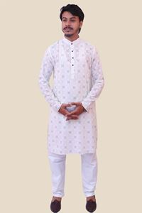 Picture of White Khadi Cotton Kurta