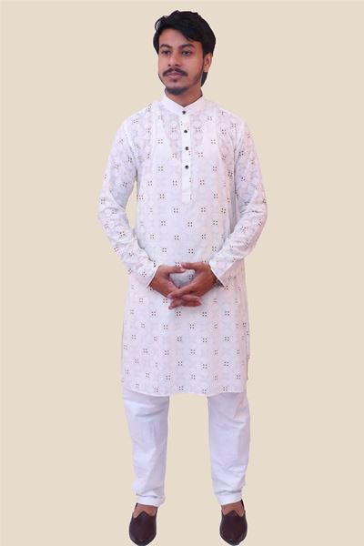 Picture of White Khadi Cotton Kurta