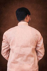 Picture of Peach Coloured Khadi Cotton Kurta for Men