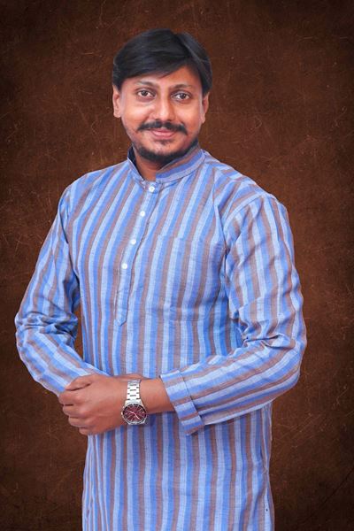 Picture of Blue Striped Khadi Cotton Kurta for Men
