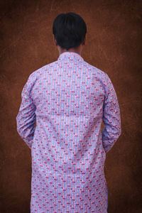 Picture of Floral Lavender Floral Print Khadi Cotton Kurta for Men