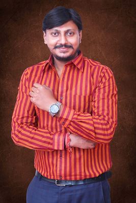 Picture of Red-Orange striped Regular Fit Men’s Khadi Shirt