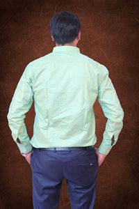 Picture of Mint Green solid color Regular Fit Men’s Khadi Shirt