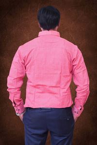 Picture of Pink textured  Regular Fit Men’s Khadi Shirt