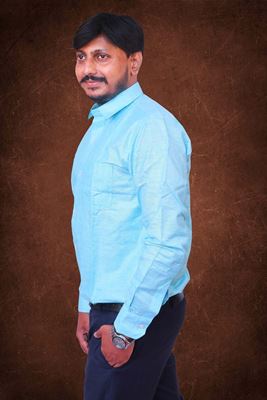 Picture of Sky blue textured  Regular Fit Men’s Khadi Shirt
