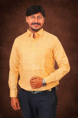 Picture of Yellow striped Regular Fit Men’s Khadi Shirt