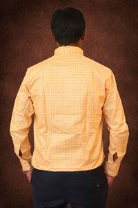 Picture of Yellow striped Regular Fit Men’s Khadi Shirt