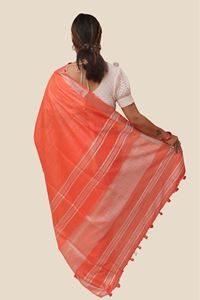 Picture of Orange Pure Silk Cotton Saree