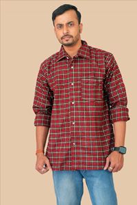 Picture of Bihar Khadi Men's Winter Wear Cottswool Full Sleeves Shirt (Maroon)