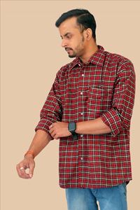 Picture of Bihar Khadi Men's Winter Wear Cottswool Full Sleeves Shirt (Maroon)