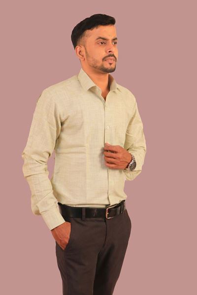 Picture of Light Yellow Color Pure Khadi Shirt