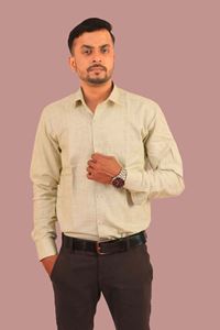 Picture of Light Yellow Color Pure Khadi Shirt