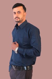 Picture of Navy Blue Color Pure Khadi Shirt