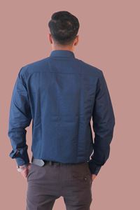 Picture of Navy Blue Color Pure Khadi Shirt