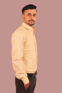 Picture of Yellow Solid Color Pure Khadi Cotton Shirt