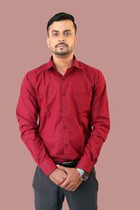 Picture of Maroon Solid Color Pure Khadi Cotton Shirt