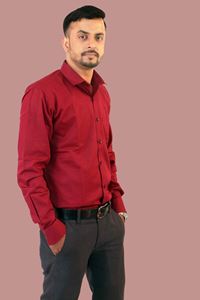 Picture of Maroon Solid Color Pure Khadi Cotton Shirt
