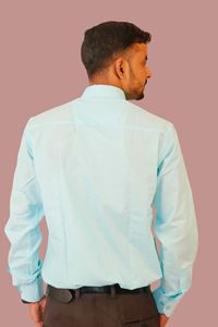 Picture of Sky Blue Solid Color Pure Khadi Cotton Shirt