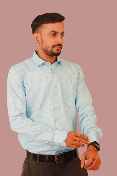 Picture of Sky Blue  Color Pure Khadi Cotton Shirt