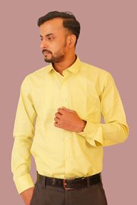 Picture of Yellow Solid Color Pure Khadi Cotton Shirt