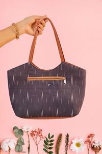 Picture of Ikat Print Ladies Hand Bags (Navy Blue Color)