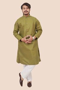 Picture of Bihar Khadi Olive Green Cotton Kurta
