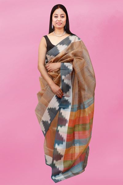 Picture of BROWN TUSSAR SILK  SAREE