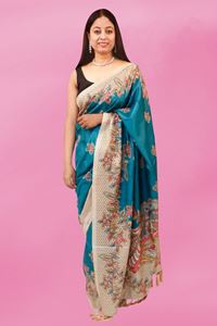 Picture of BIHAR KHADI BLUE COLOR RAW SILK SAREE
