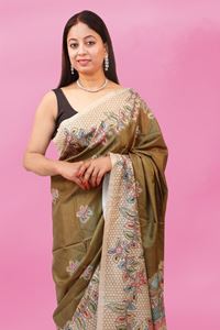 Picture of BIHAR KHADI BROWN COLOR RAW SILK SAREE