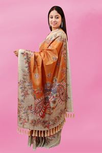 Picture of BIHAR KHADI MUSTURD YELLOW COLOR RAW SILK SAREE