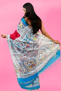 Picture of MADHUBANI PAINTING PRINT KHADI SILK SAREE
