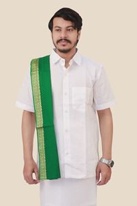 Picture of Bihar Khadi Green Angawastram with Golden border