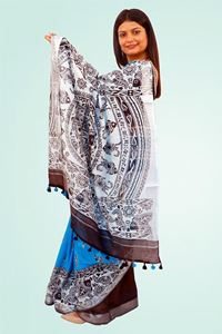 Picture of Bihar Khadi Warli Print Cotton Saree in Blue Color
