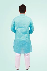 Picture of Stylish Cotton Blend Men's Kurta for Casual Elegance in Sky Blue Color
