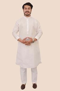 Picture of Bihar Khadi White Cotton Kurta - Pajama Set